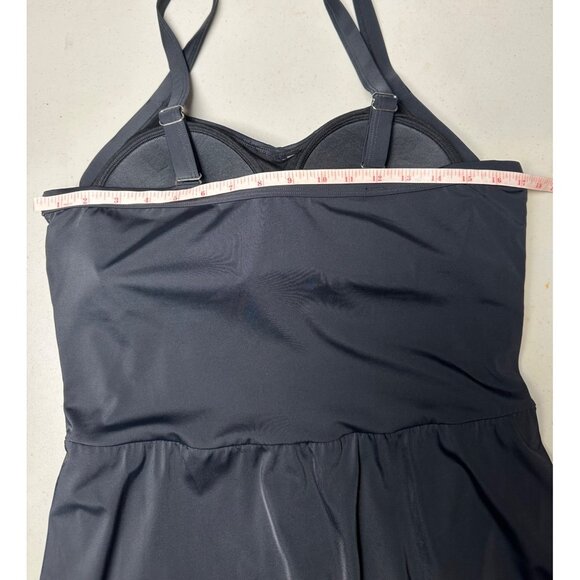 Denim & Co. Beach Regular Sweetheart Twist Front Swim Dress 14 Black Beach Pool - Picture 10 of 16